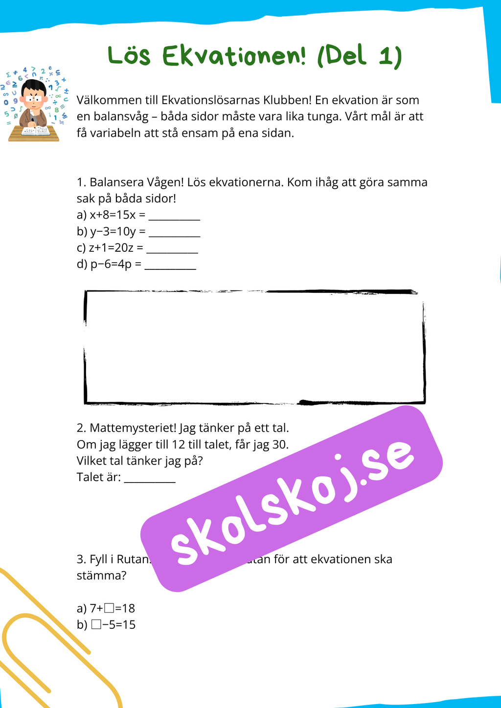 Algebraövningar - Årskurs 7 - 9