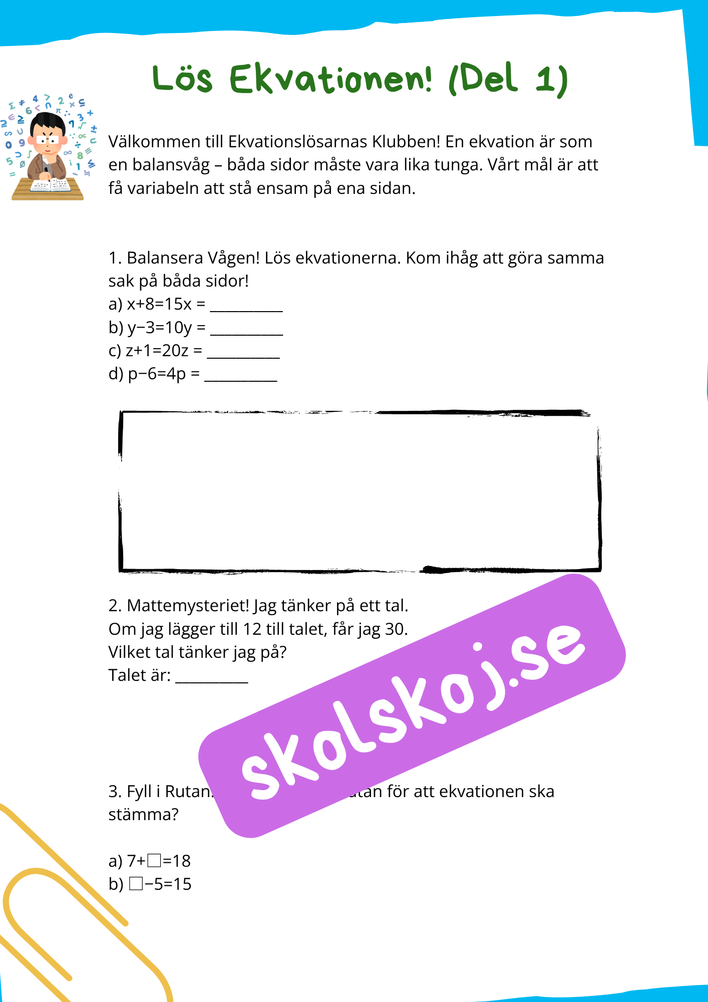 Algebraövningar - Årskurs 7 - 9