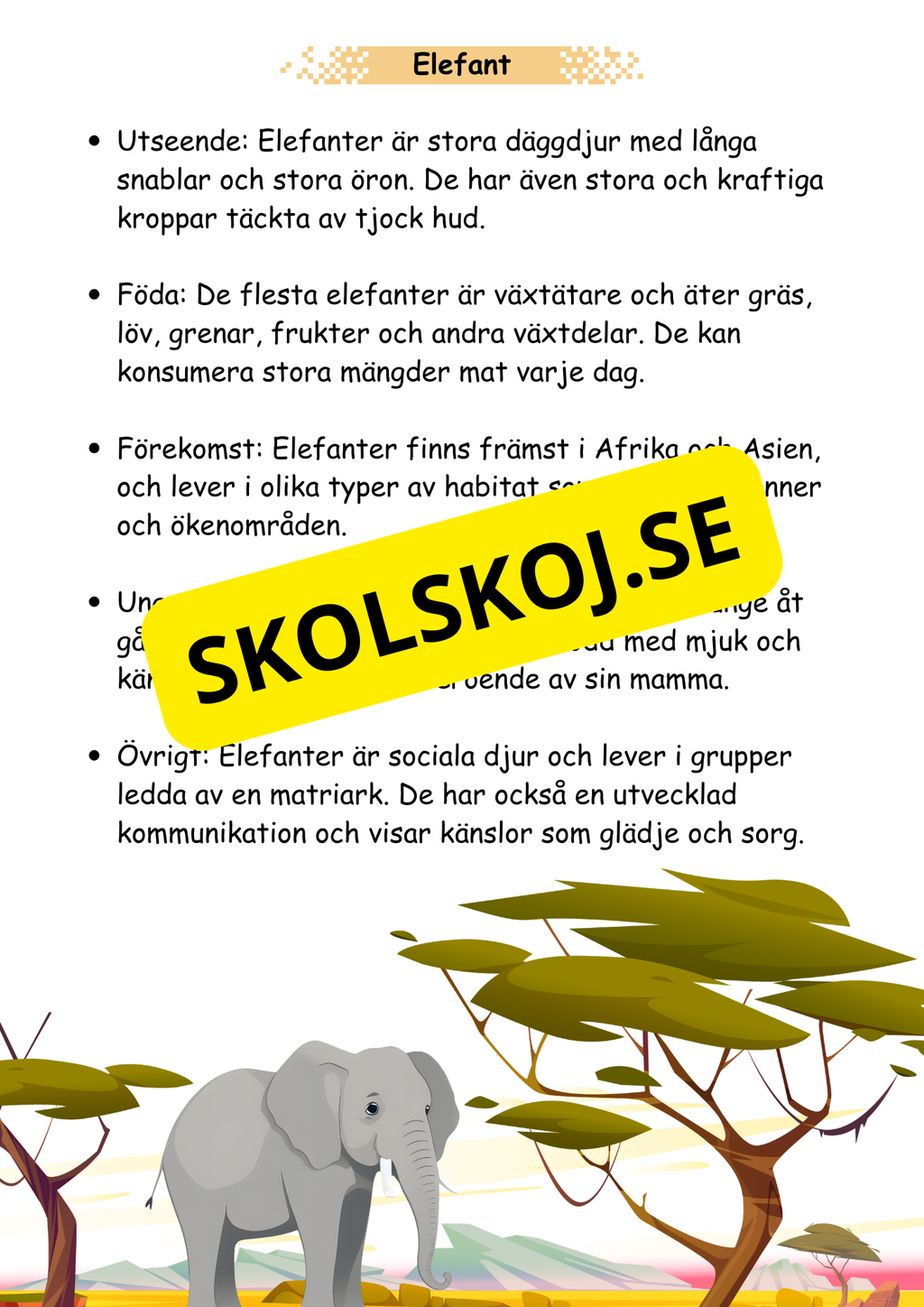 Faktatexter om 17 vilda djur + vikböcker (34 sidor)