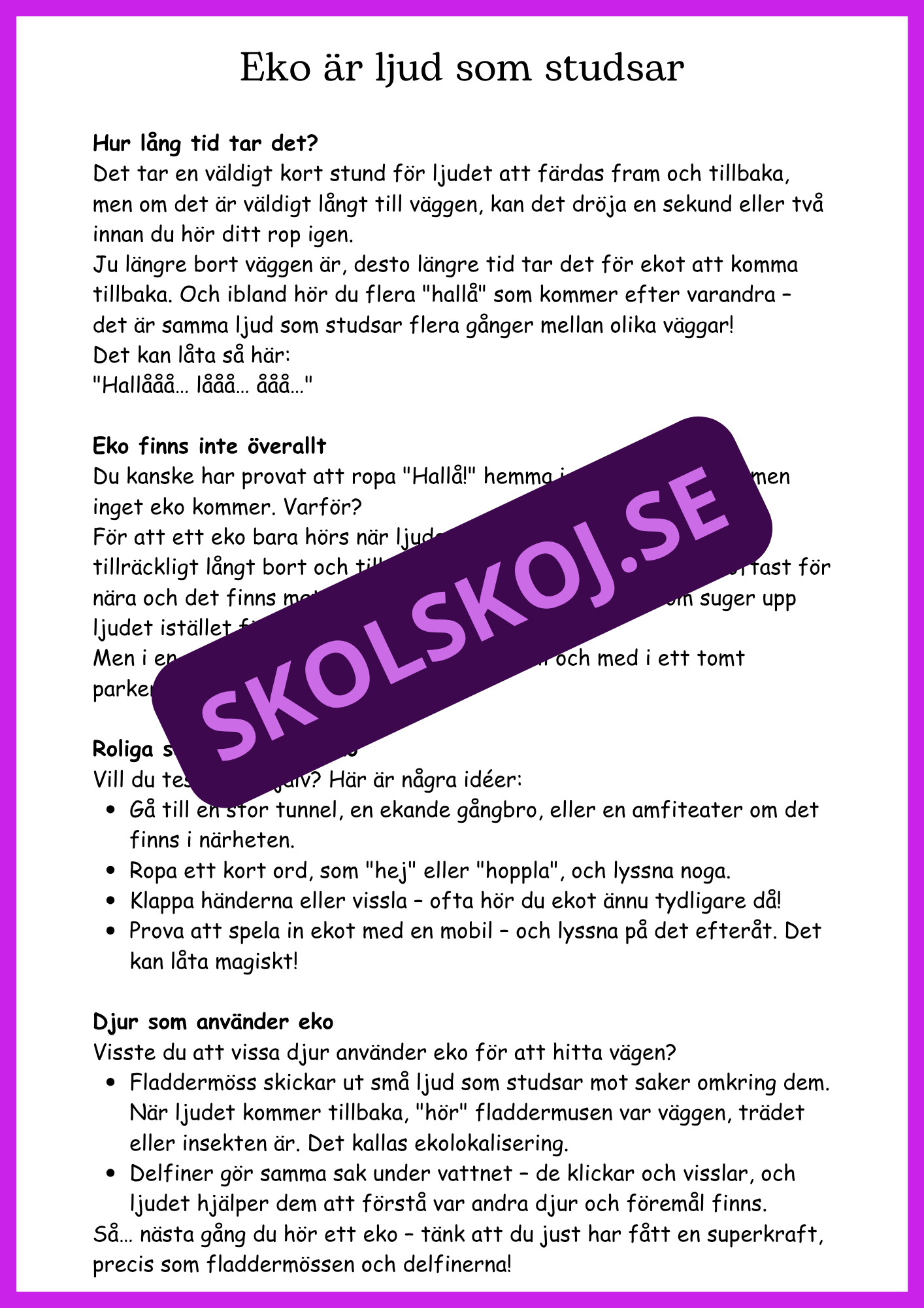 Ljud och ljus - En spännande upptäcktsresa - Årskurs 4 - 6