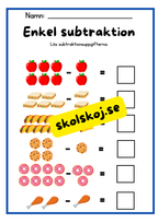 Enkel subtraktion - Förskoleklass - Årskurs 1