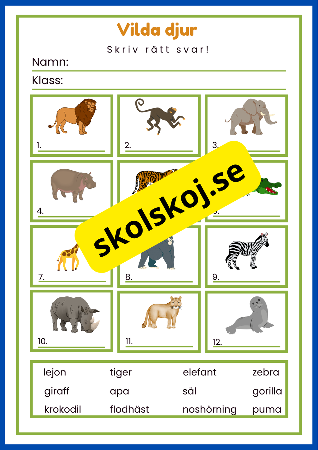 Jag lär mig skriva djur