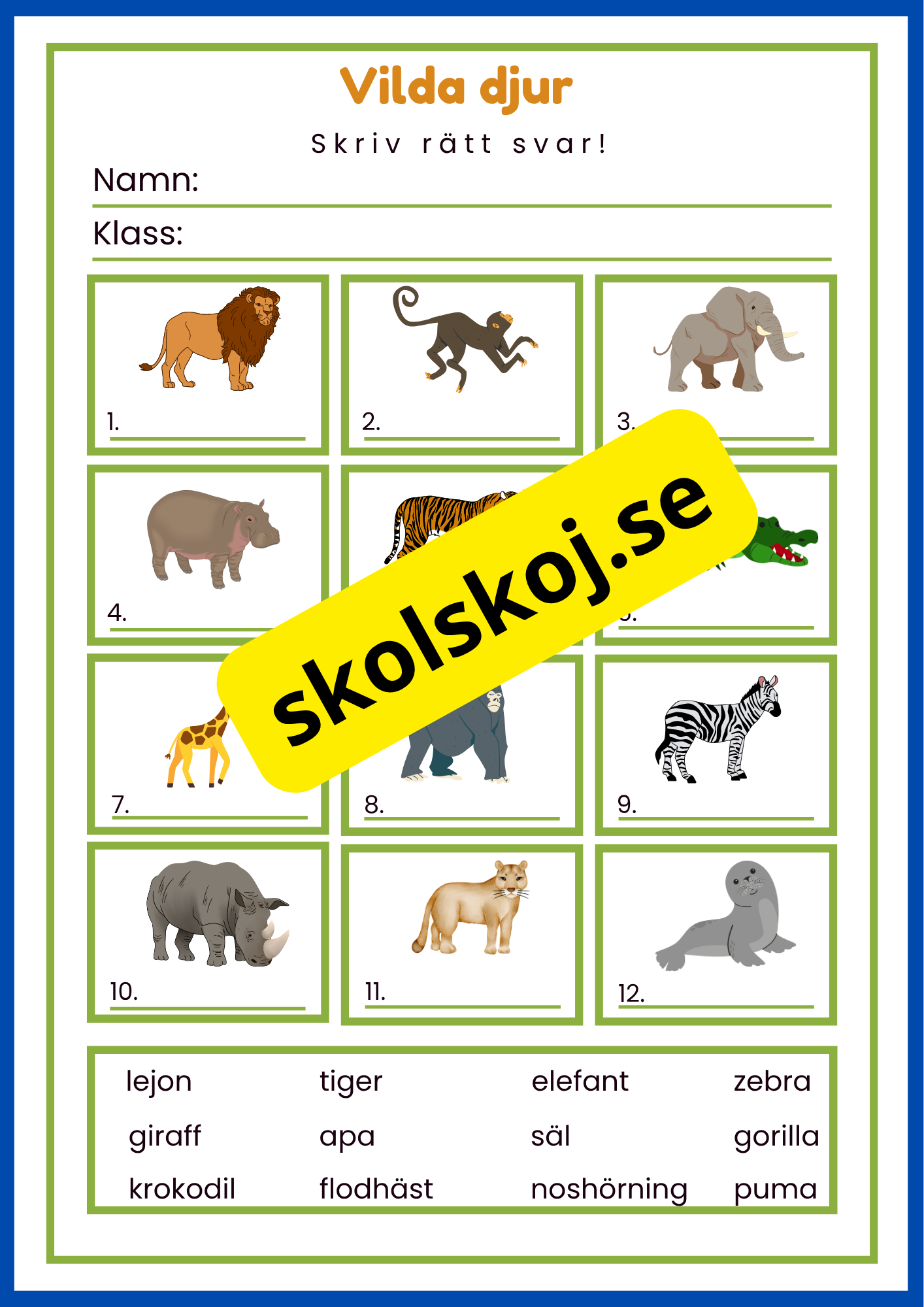 Jag lär mig skriva djur