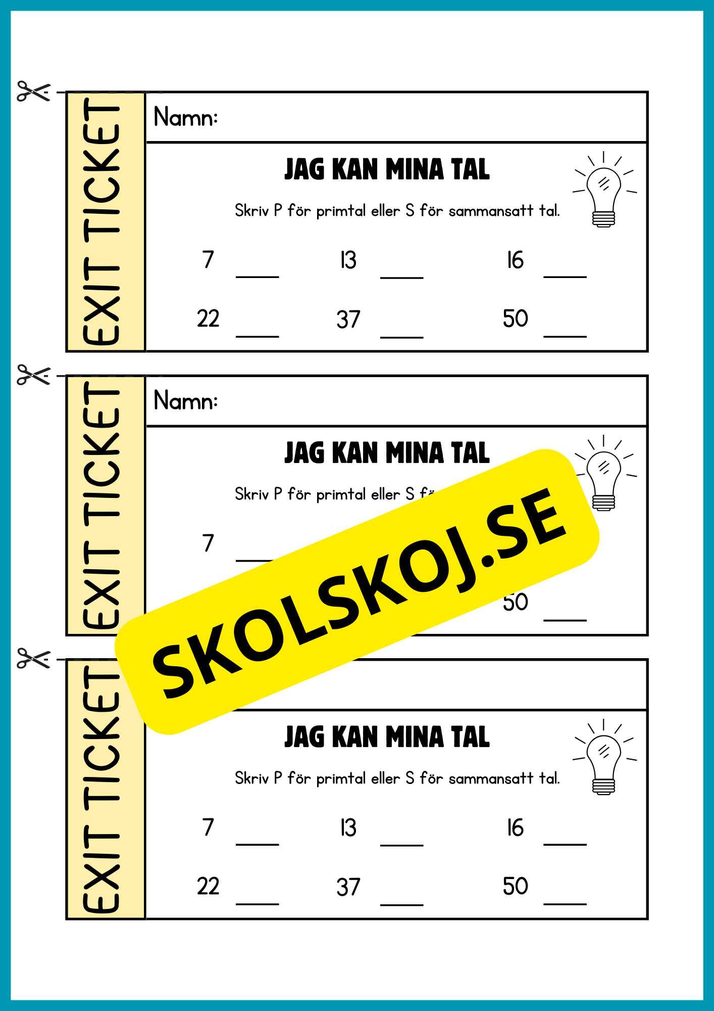 Exit ticket - Årskurs 4 - 5