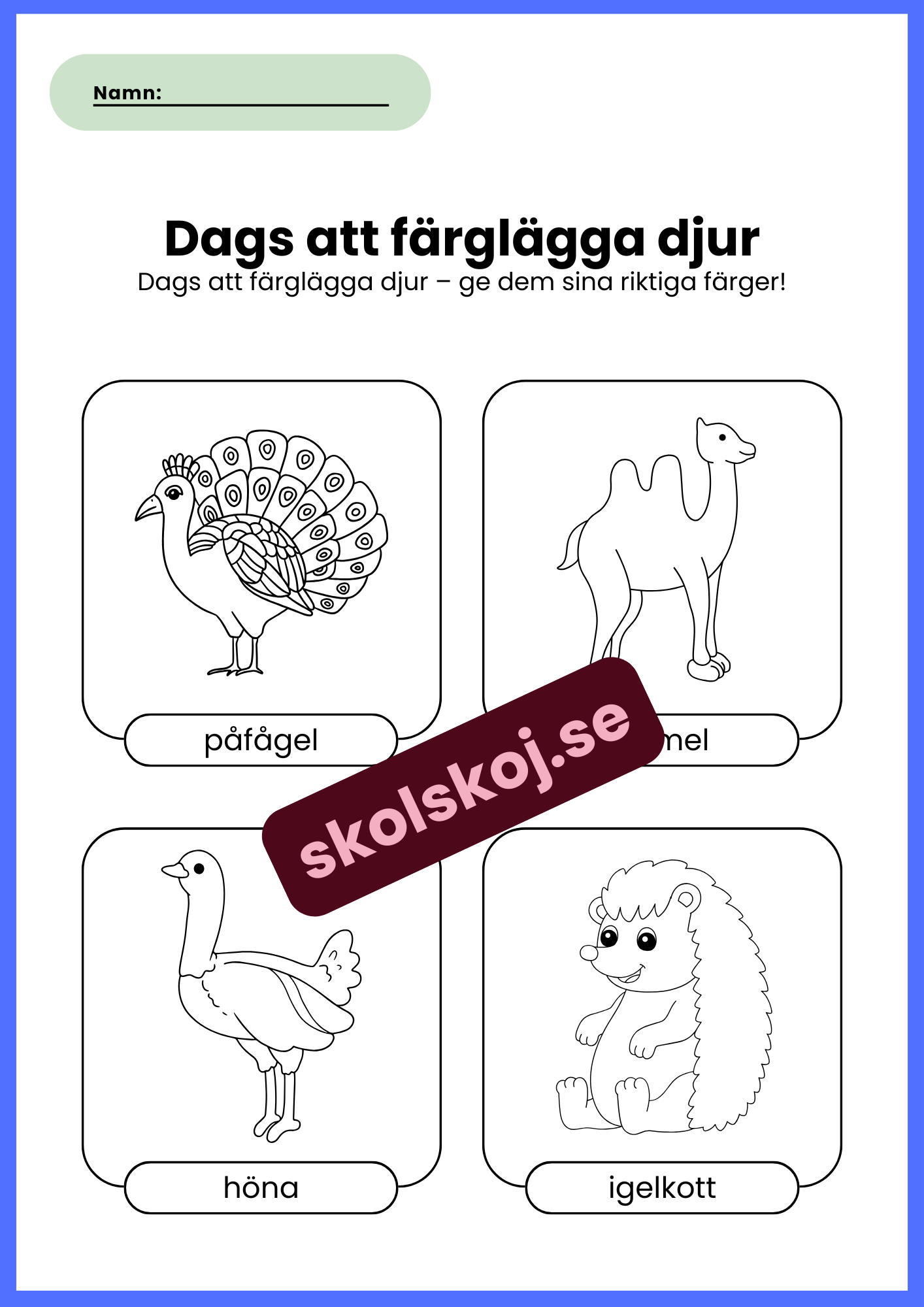 Dags att färglägga djur