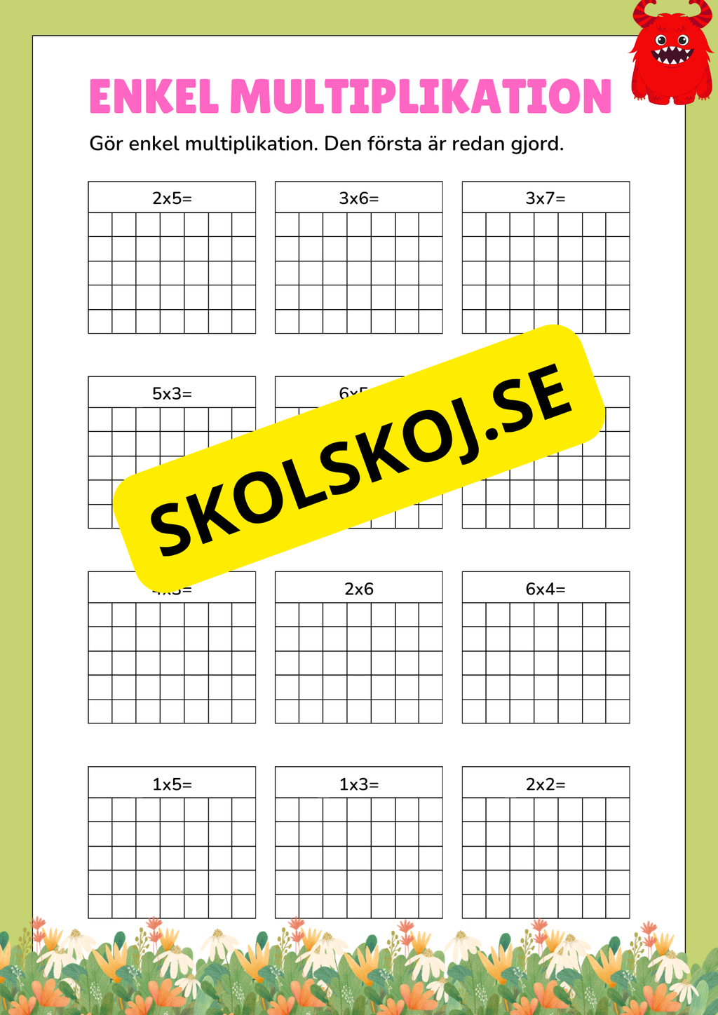 Enkel multiplikation - Häfte - Tema monster