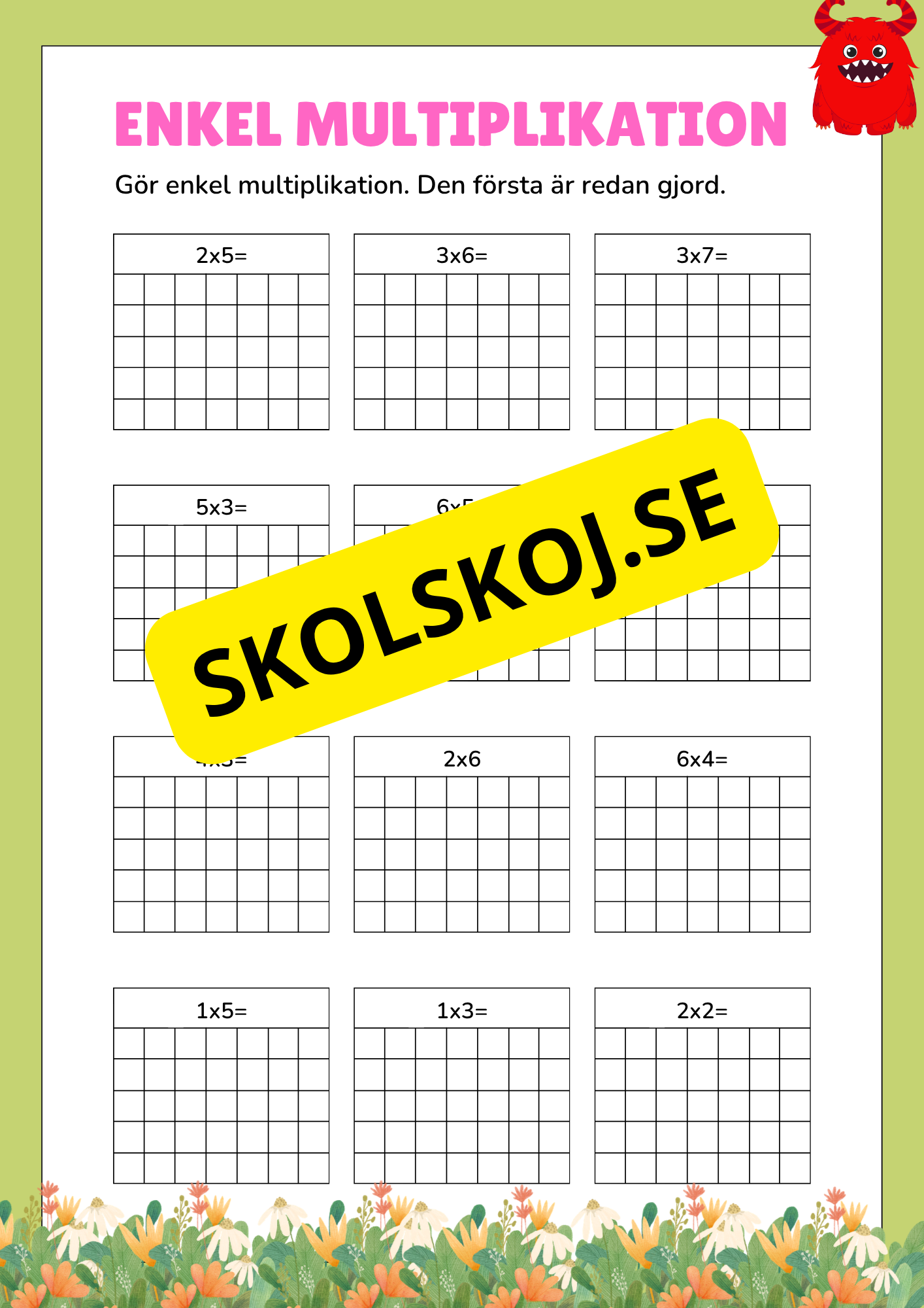 Enkel multiplikation - Häfte - Tema monster