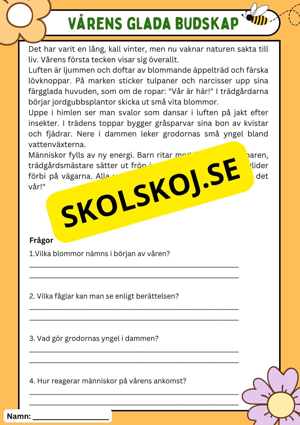 Vårens 10 hemliga världar – Läsförståelse och naturupptäckter - Åk 3 - 6