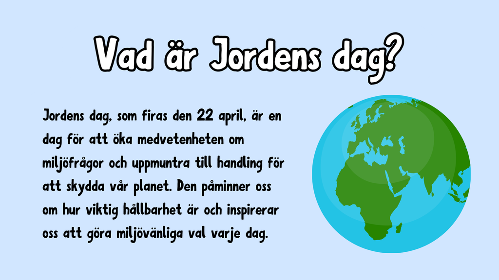 Jordens dag - Häfte + frågor