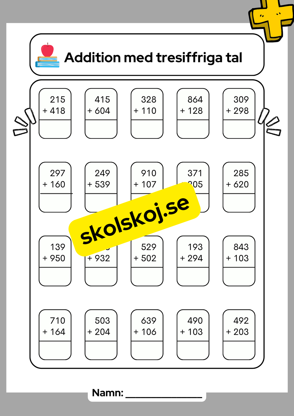 Addition och subtraktion med tresiffriga tal