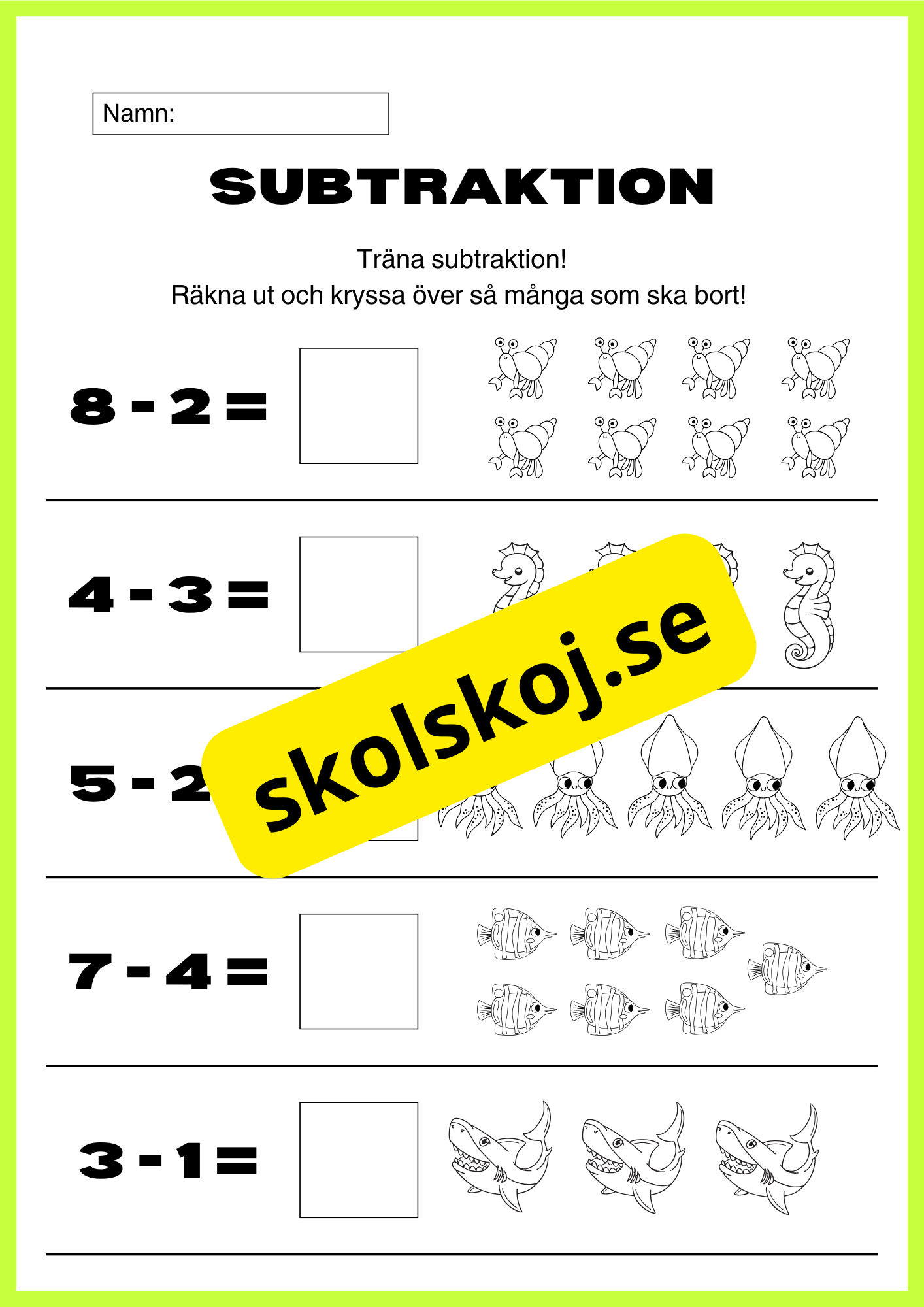Träna subtraktion - Träna minus