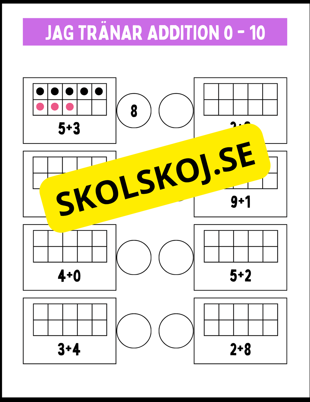 Jag tränar addition och subtraktion 0 - 10