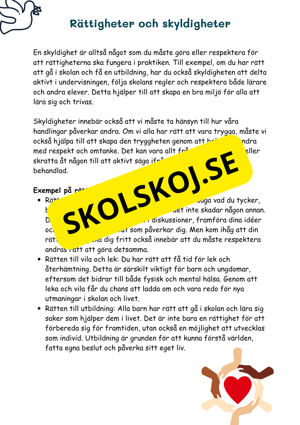 Att vara sig själv: Dina rättigheter och ansvar - Årskurs 4 - 6