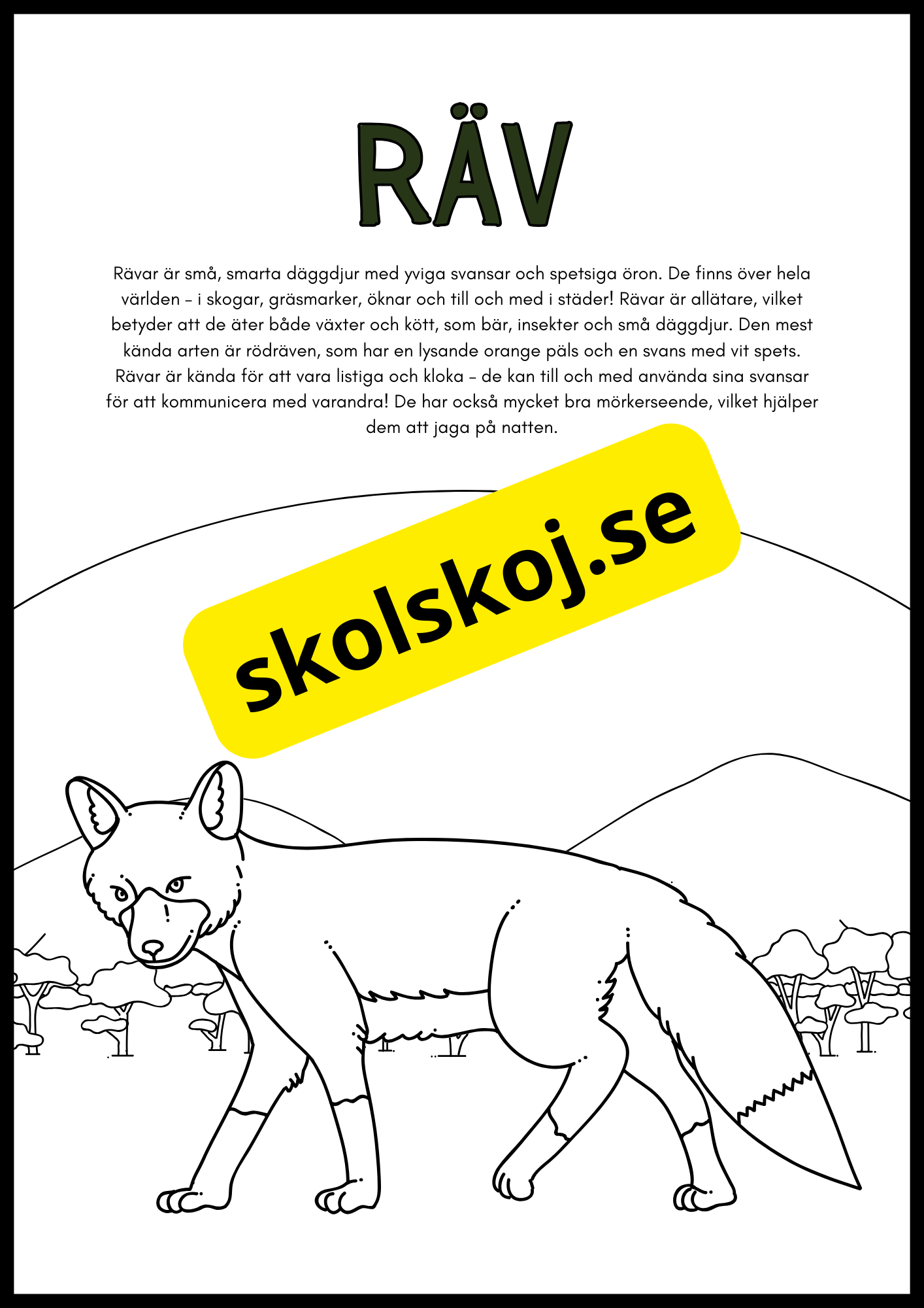 Vilda djur fakta och målarbilder