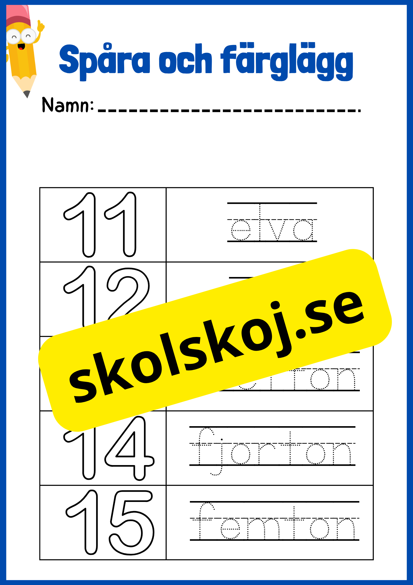 Spåra och färglägg - Siffror och tal - Häfte