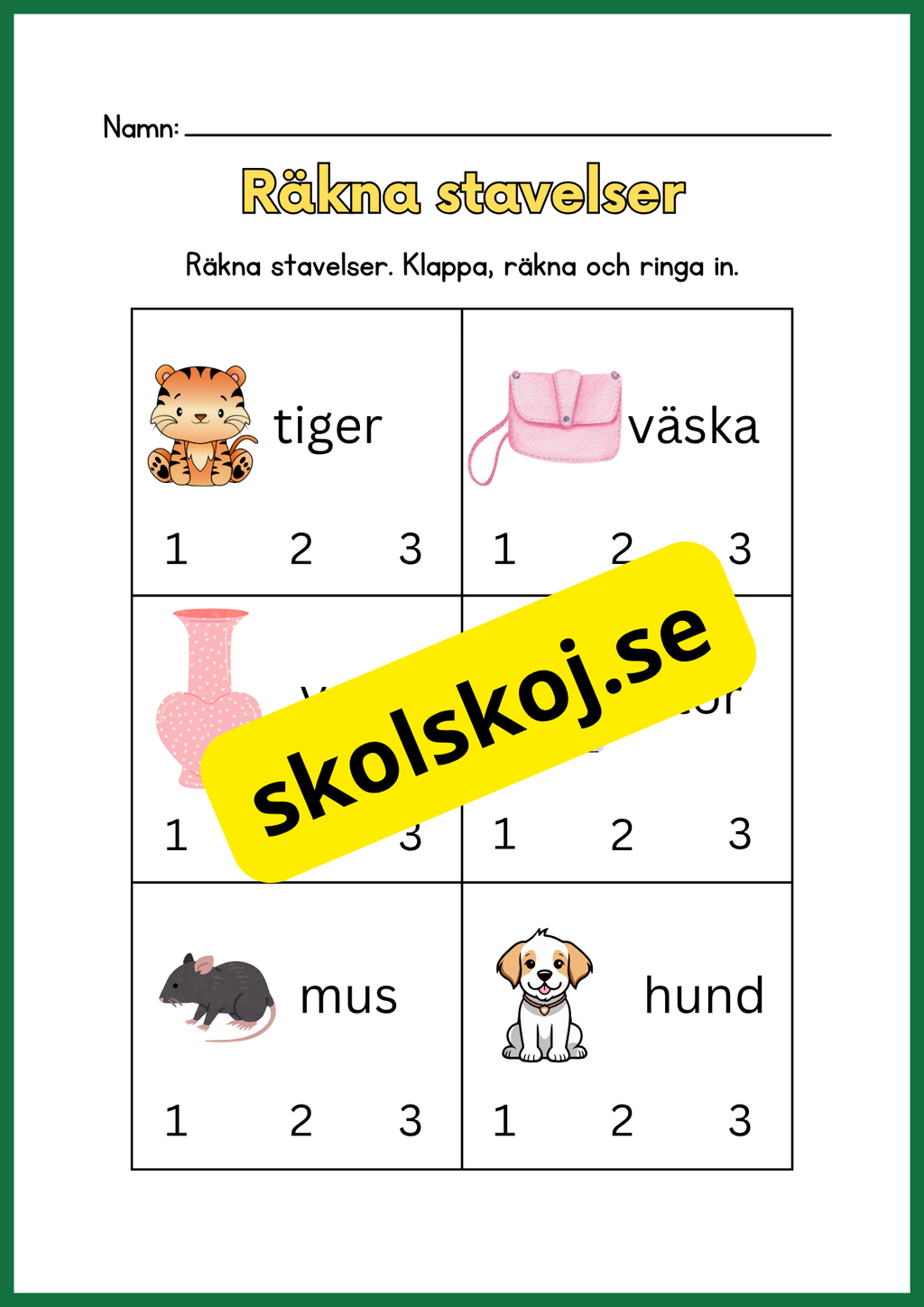 Räkna stavelser - Häfte