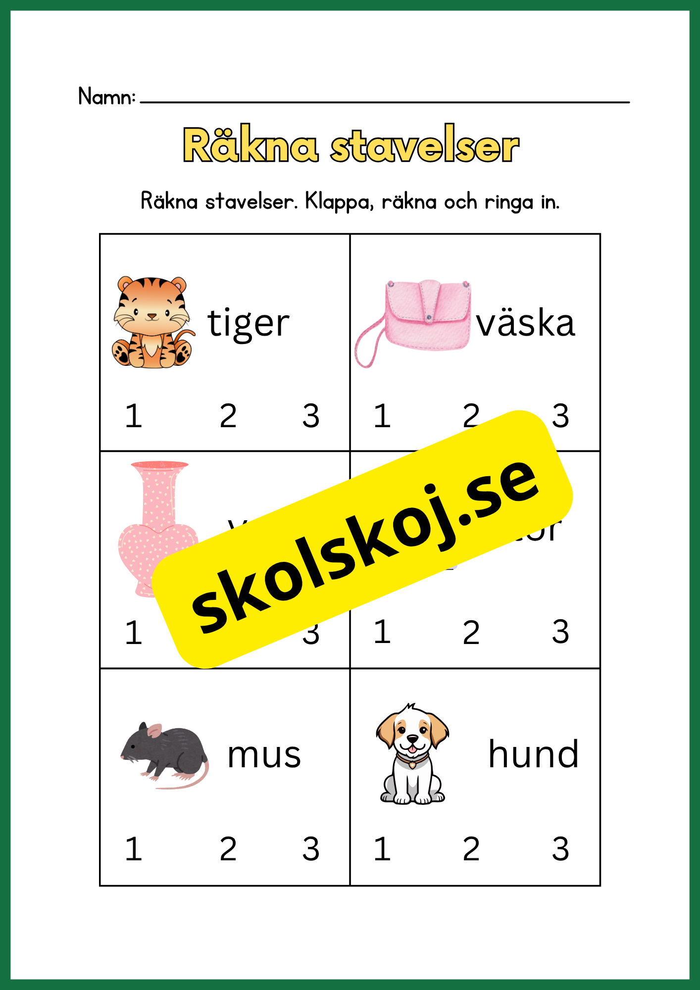 Räkna stavelser - Häfte