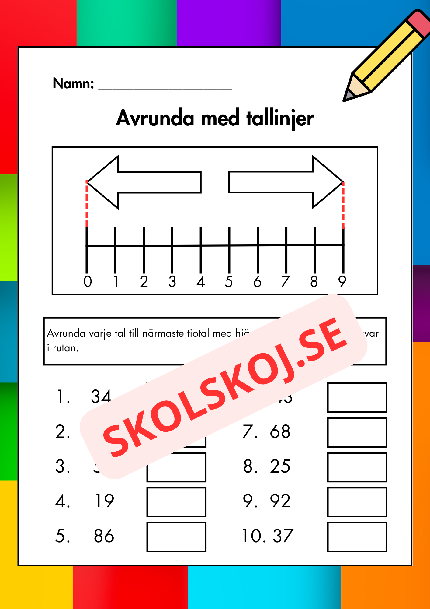 Avrunda med tallinjer