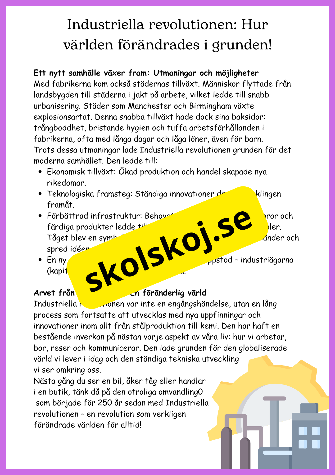 Industriella revolutionen - Hur världen formades - Åk 7 - 9