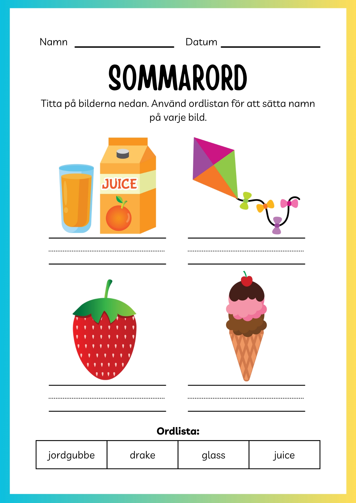 Jag lär mig skriva och räkna - Tema sommar