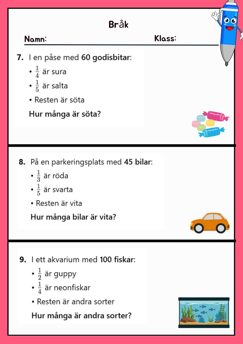 Bråk - Häfte Övningsuppgifter