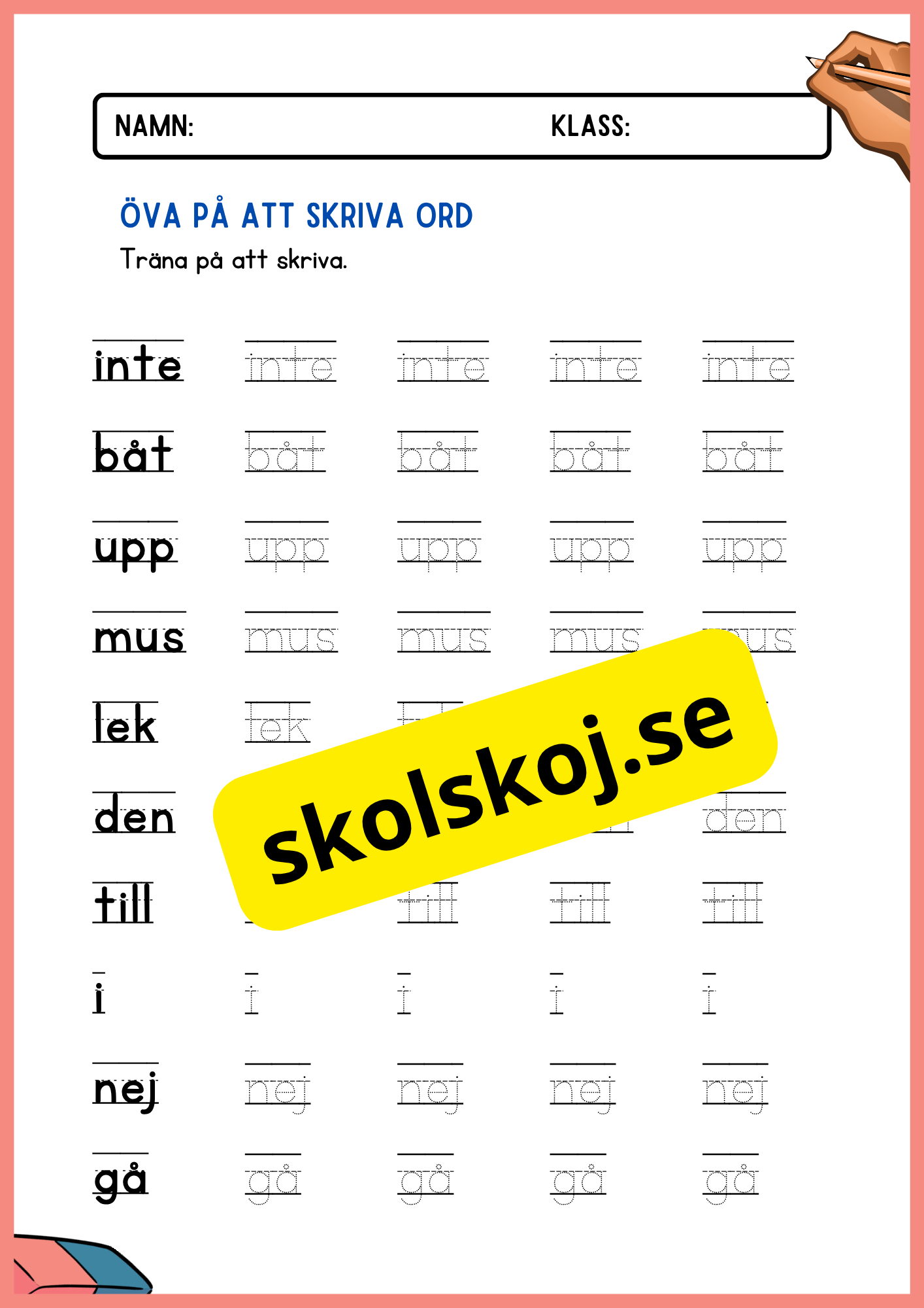 Öva på att skriva ord - Häfte