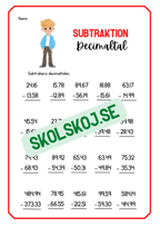 Addition och subtraktion - Decimaltal - Årskurs 5 - 6