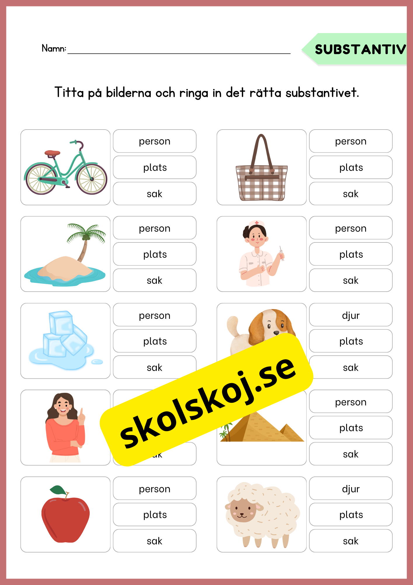 Träna på substantiv - Häfte
