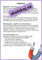 Krafter i el och magneter + frågor - Åk 4 - 6