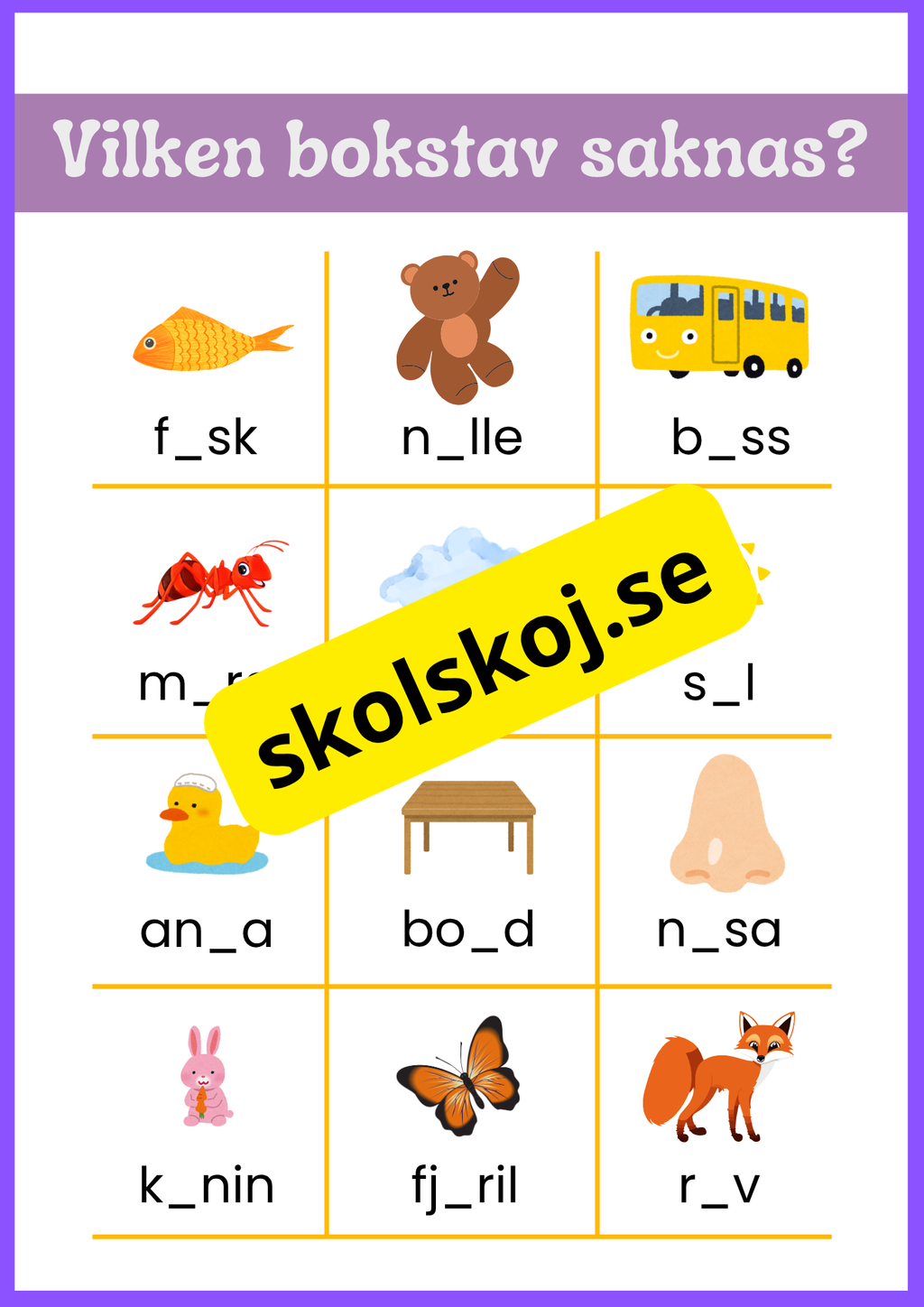 Vilken bokstav saknas - Häfte