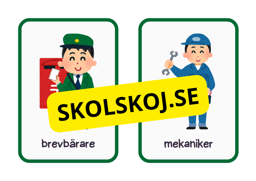 Flashkort - Tema yrke - A5 format