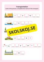 Övningshäfte läsa och skriva - Transportmedel