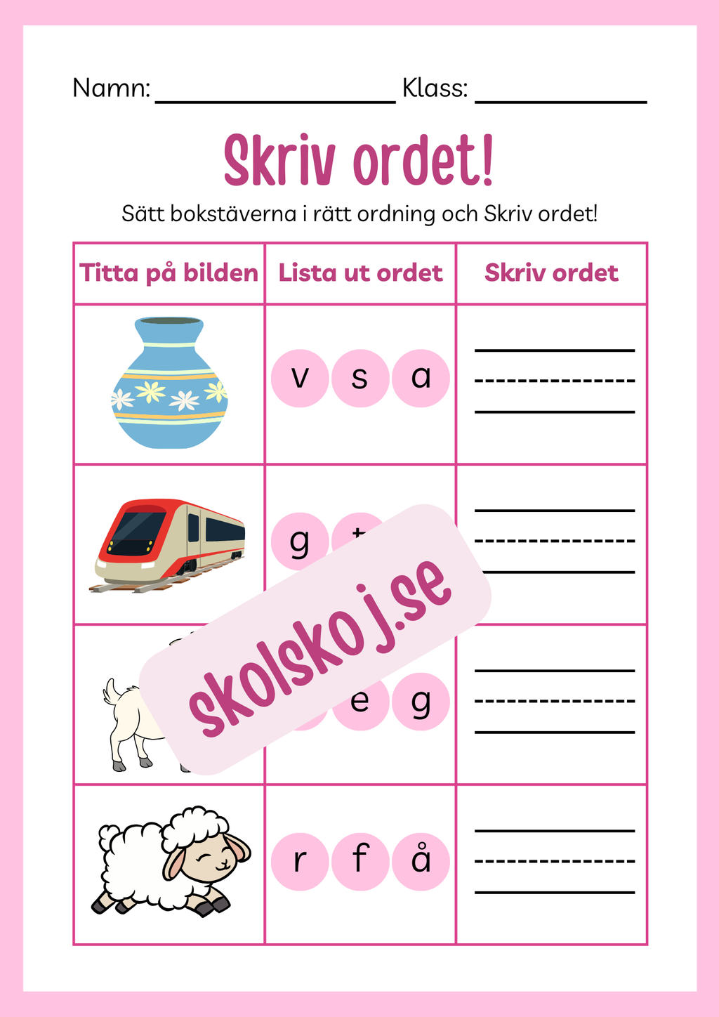 Häfte - Skriv ordet