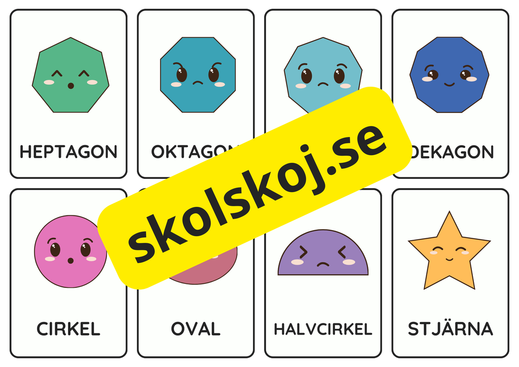 Finns i sjön – Geometriska former (32 kort)