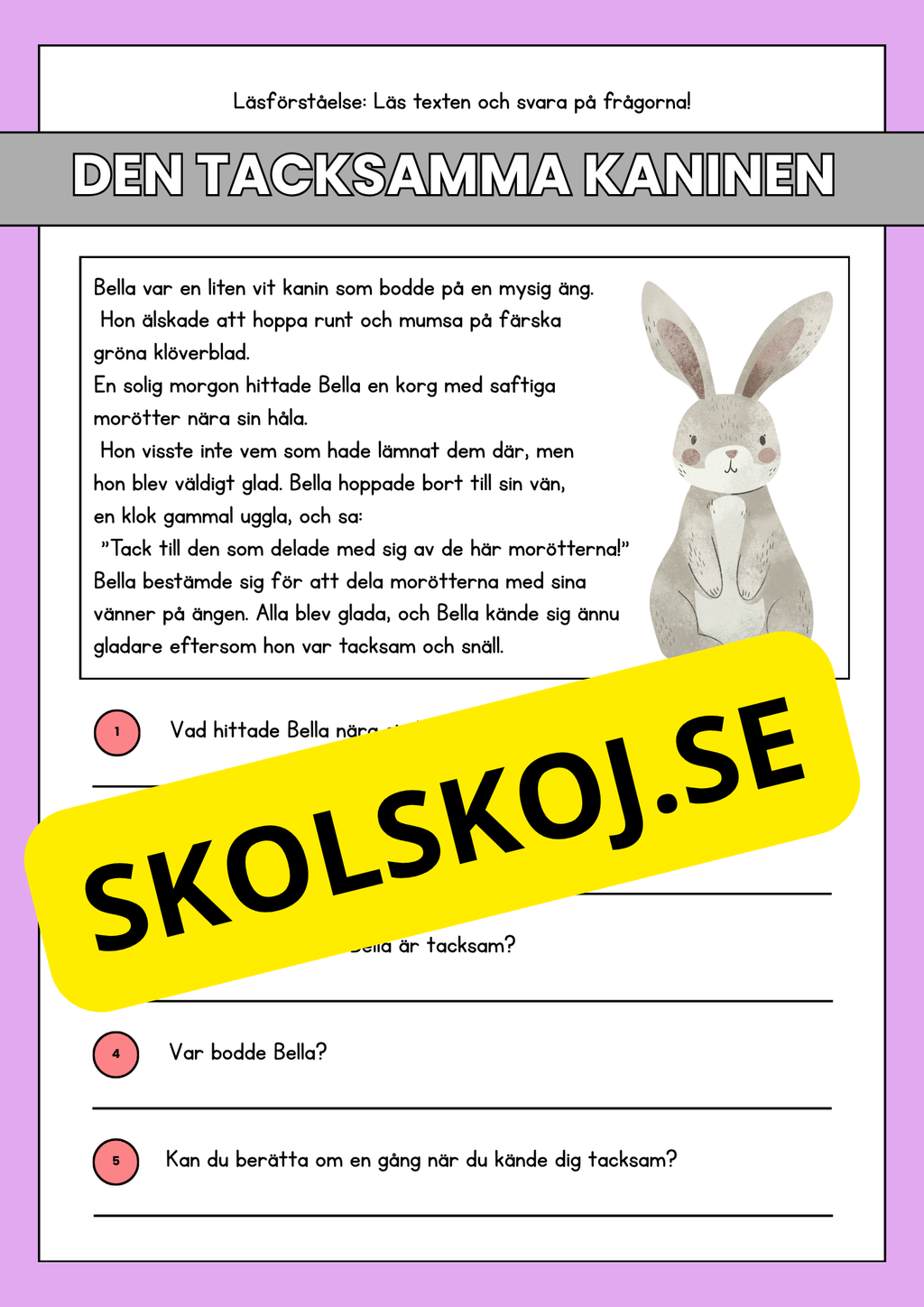 Läsförståelse - Djur- 14 texter