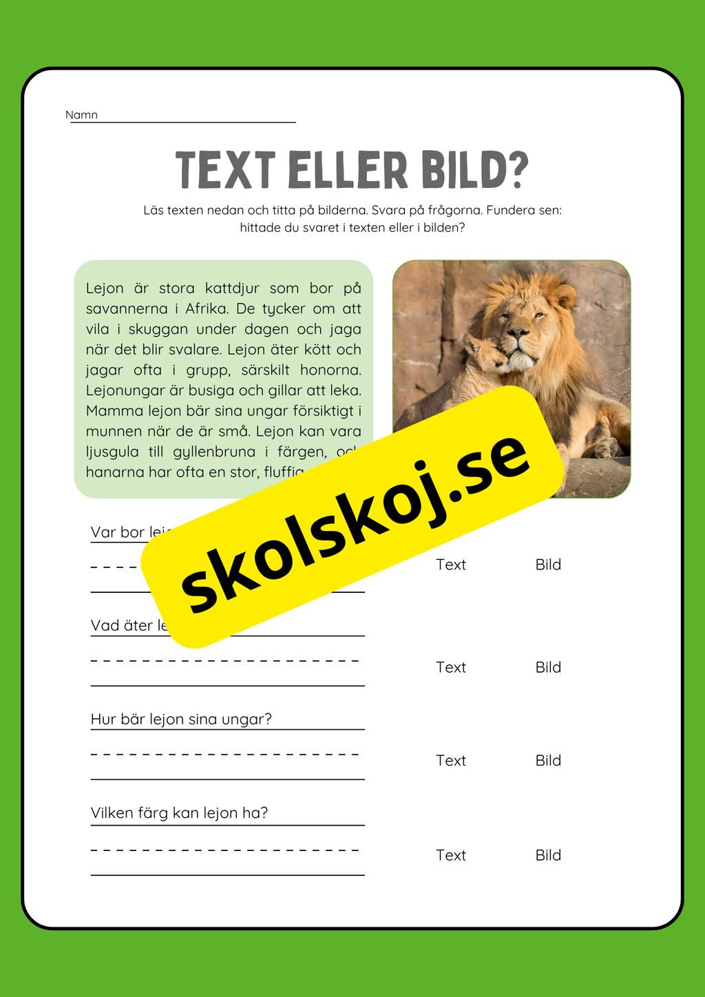 Text eller bild - Läsförståelse