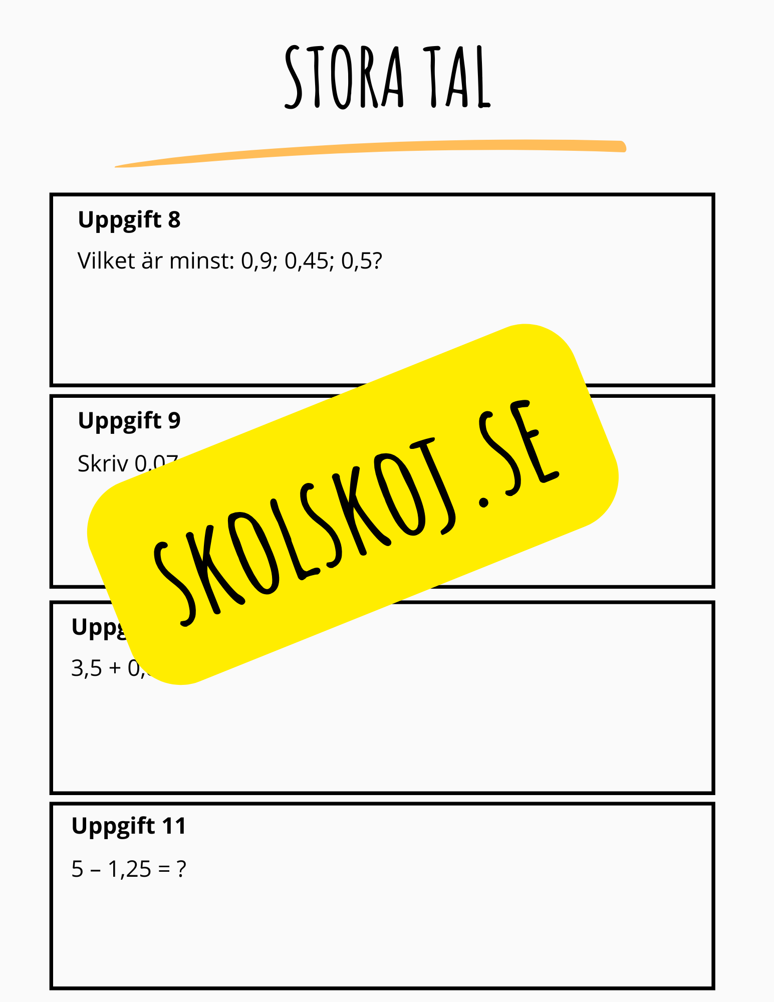 Matematikuppstart – Årskurs 5
