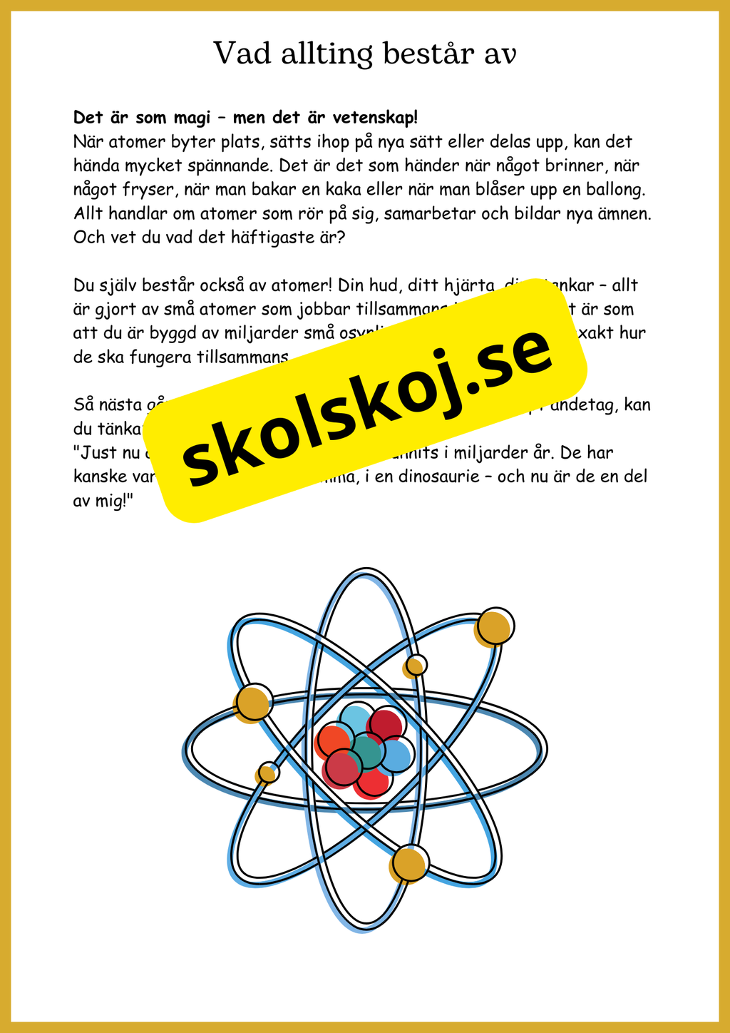 Kemins magiska värld - Fakta + frågor - Åk 4 - 6