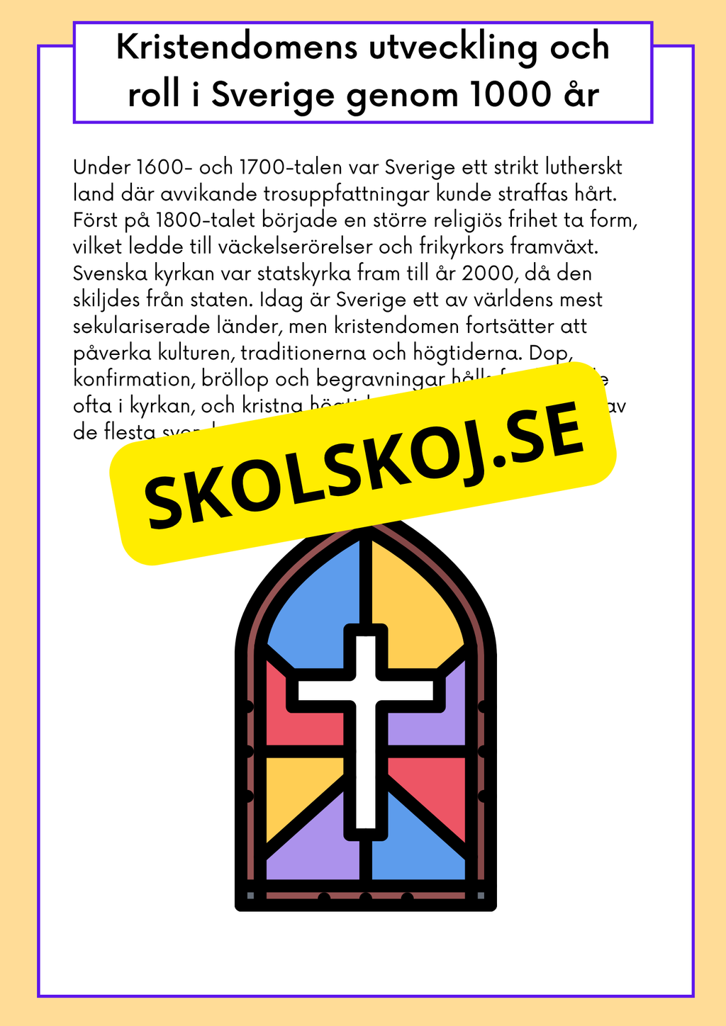 Kristendomen i Sverige - Då och nu - Årskurs 4 - 6