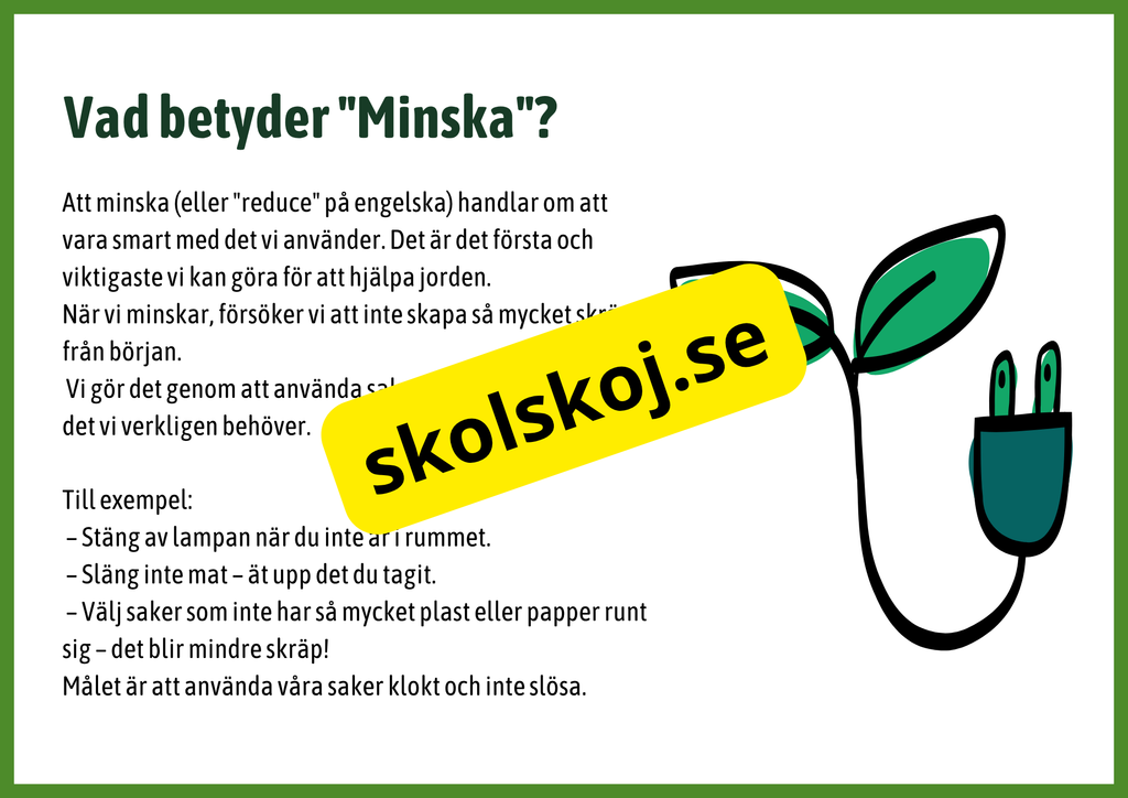 Minska Återanvänd Återvinn - Fakta + frågor