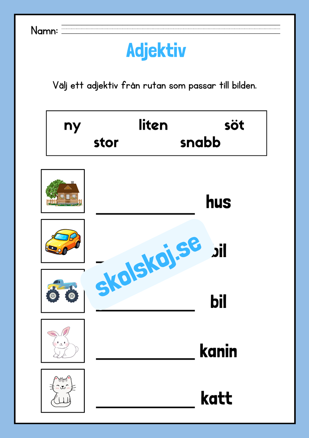 Häfte - Träna på adjektiv