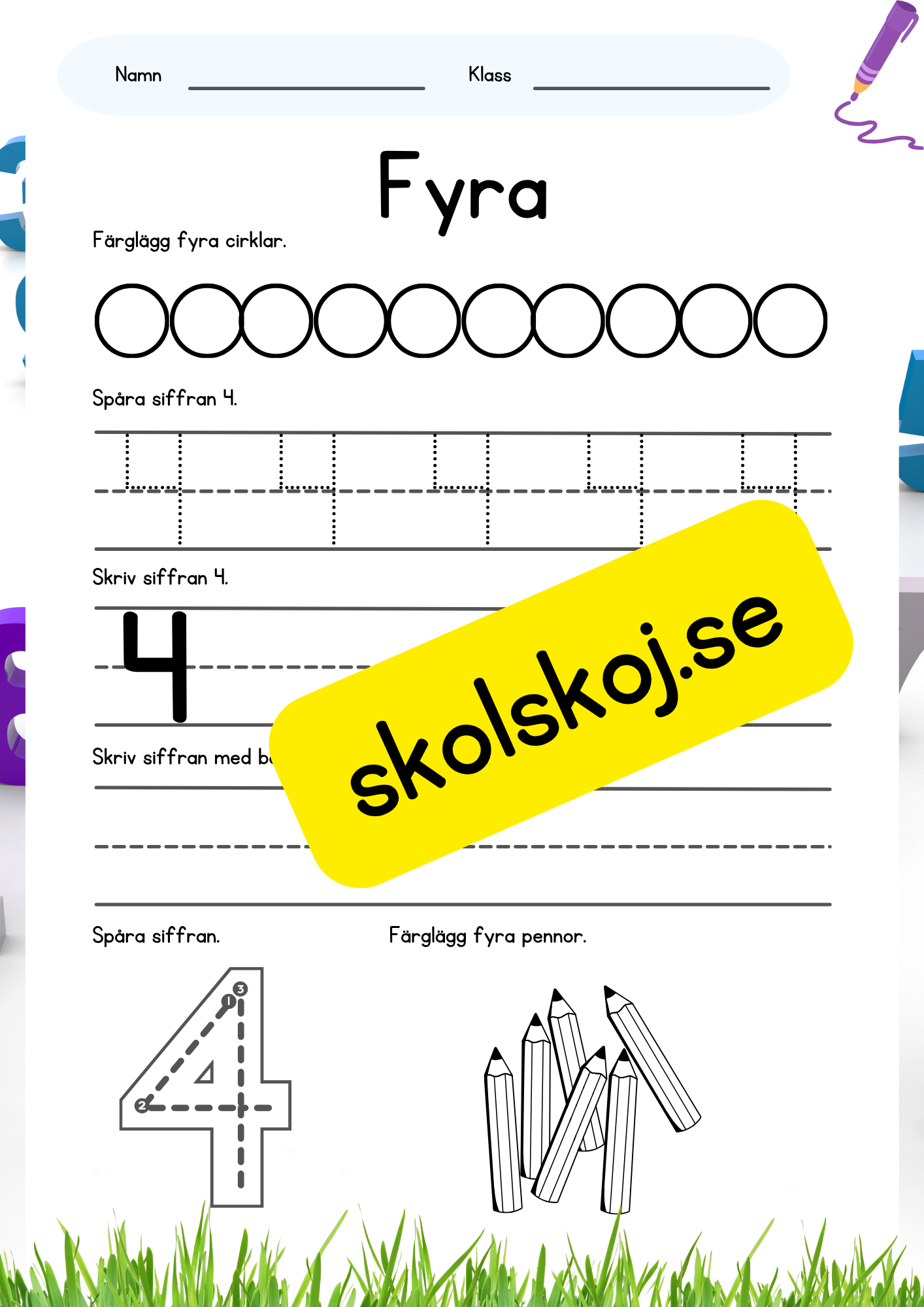 Skriv siffrorna Fk - Åk2