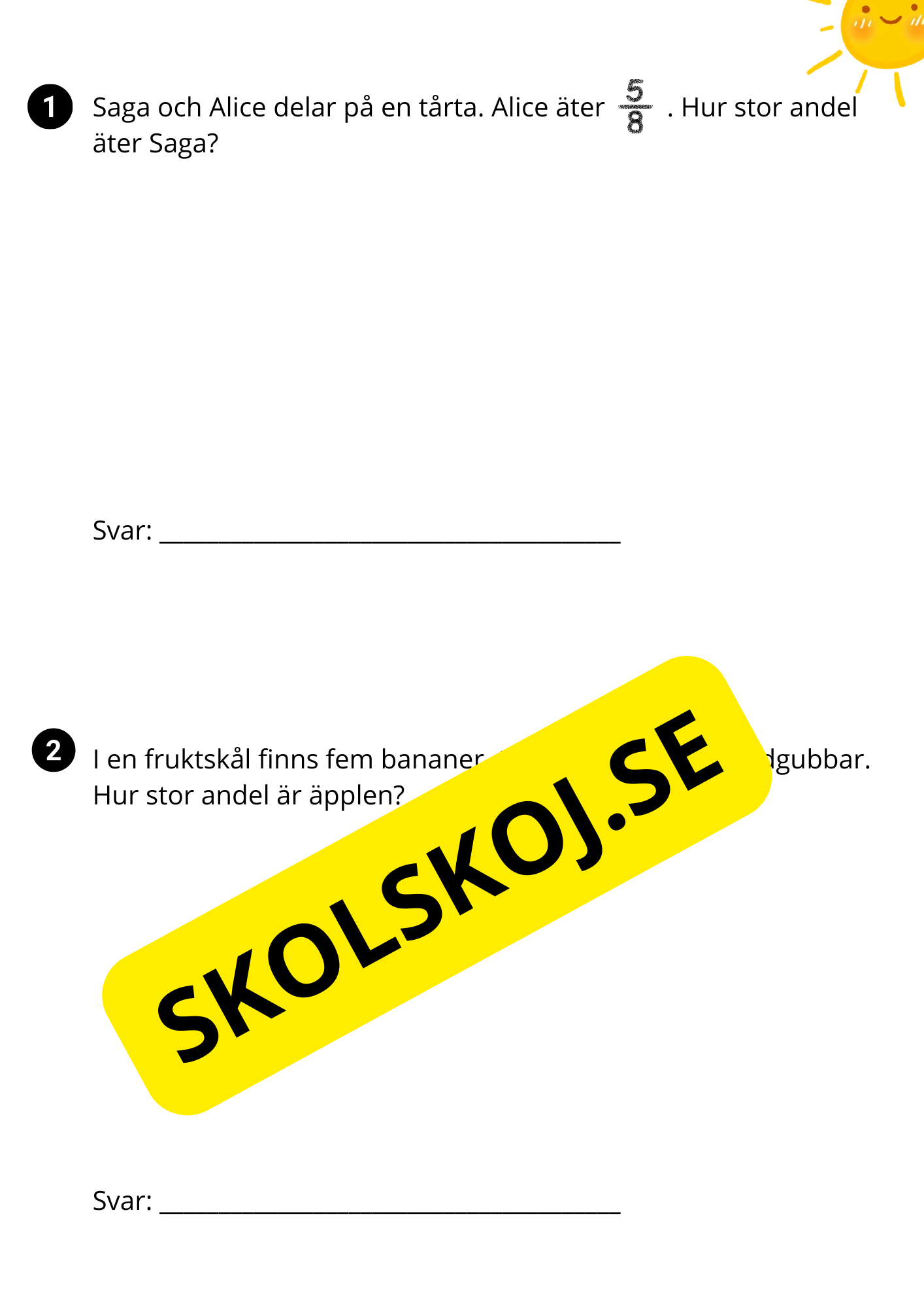 Träna inför provet - Bråk - Årskurs 4
