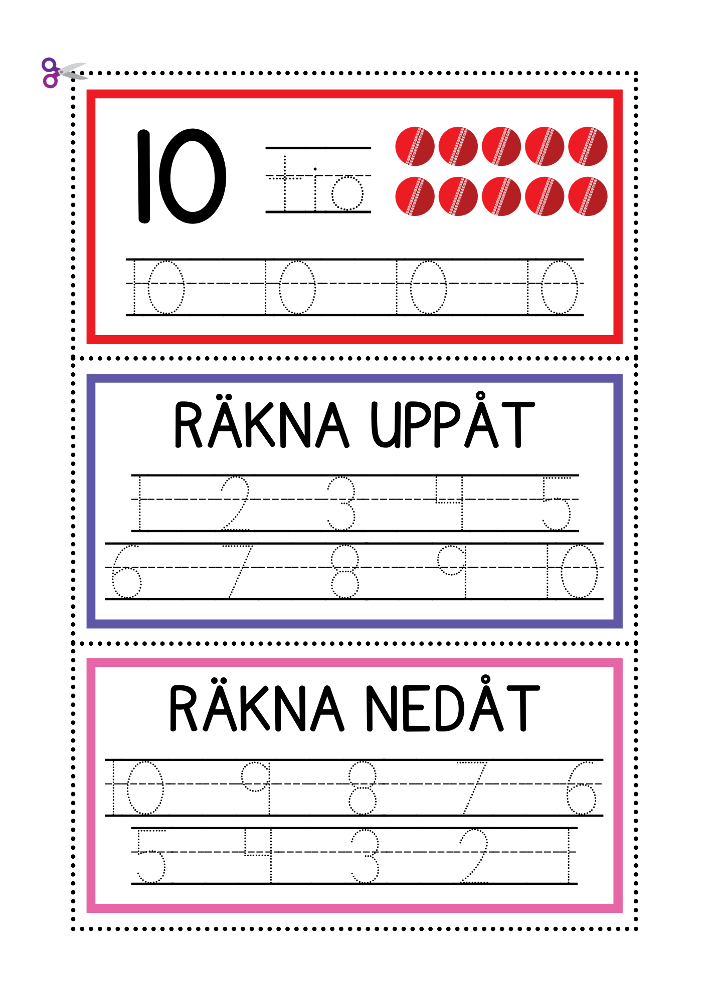 Spåra siffror Mattekort 1 - 20