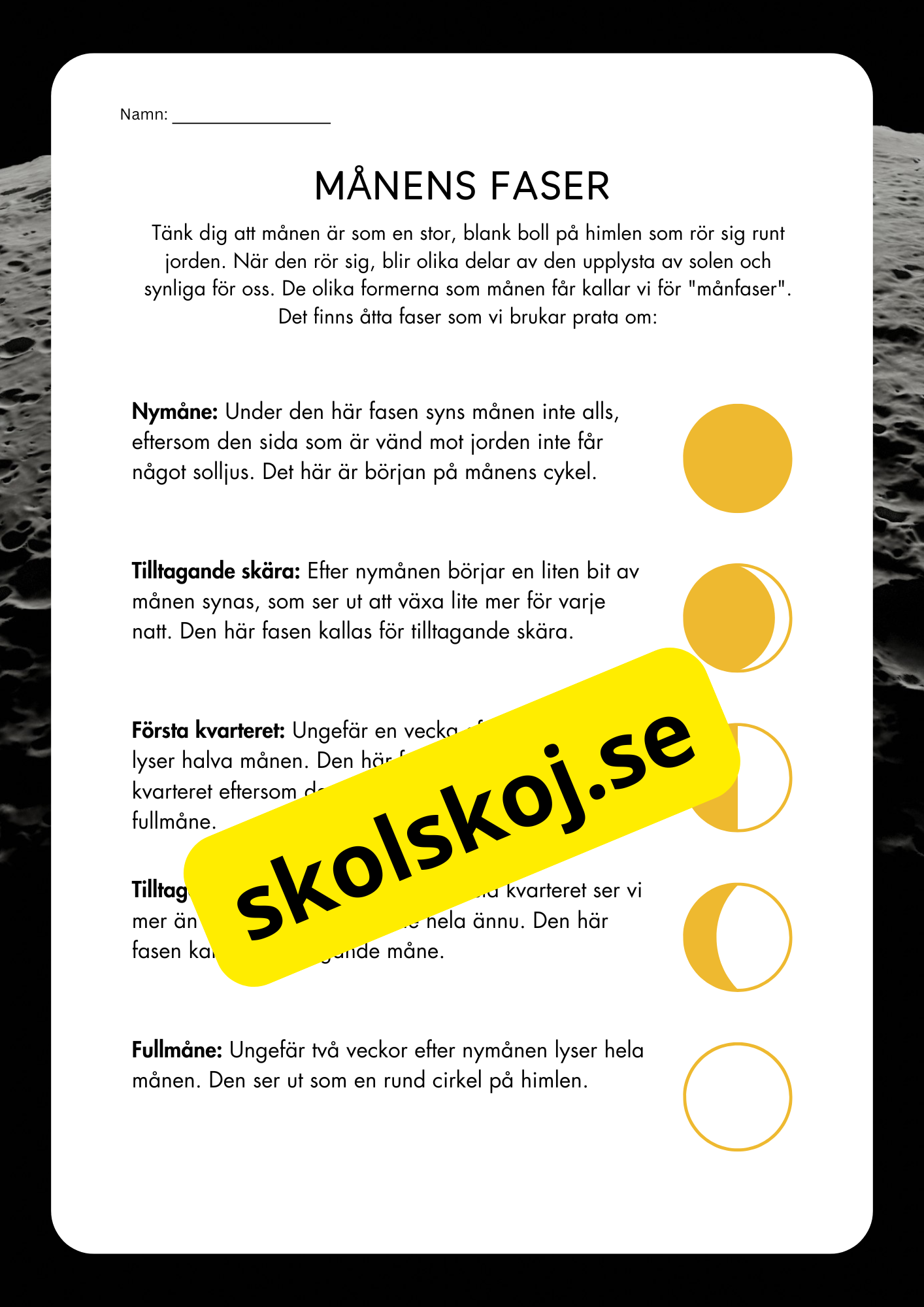 Månens faser - Årskurs 4 - 6