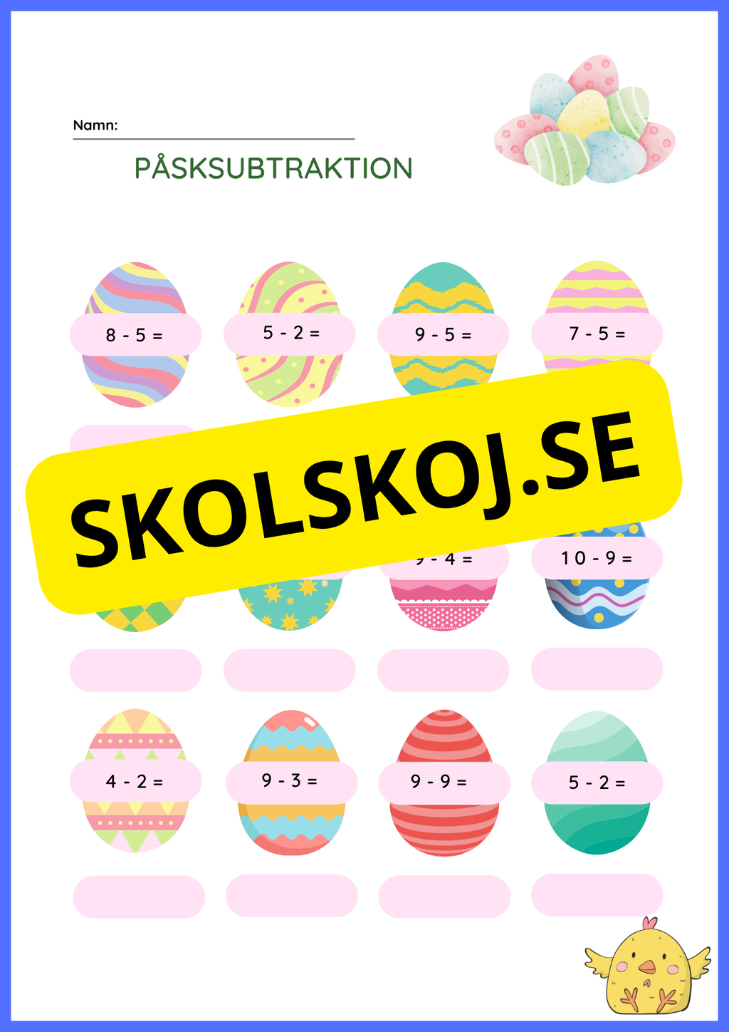 Påskaddition och påsksubtraktion