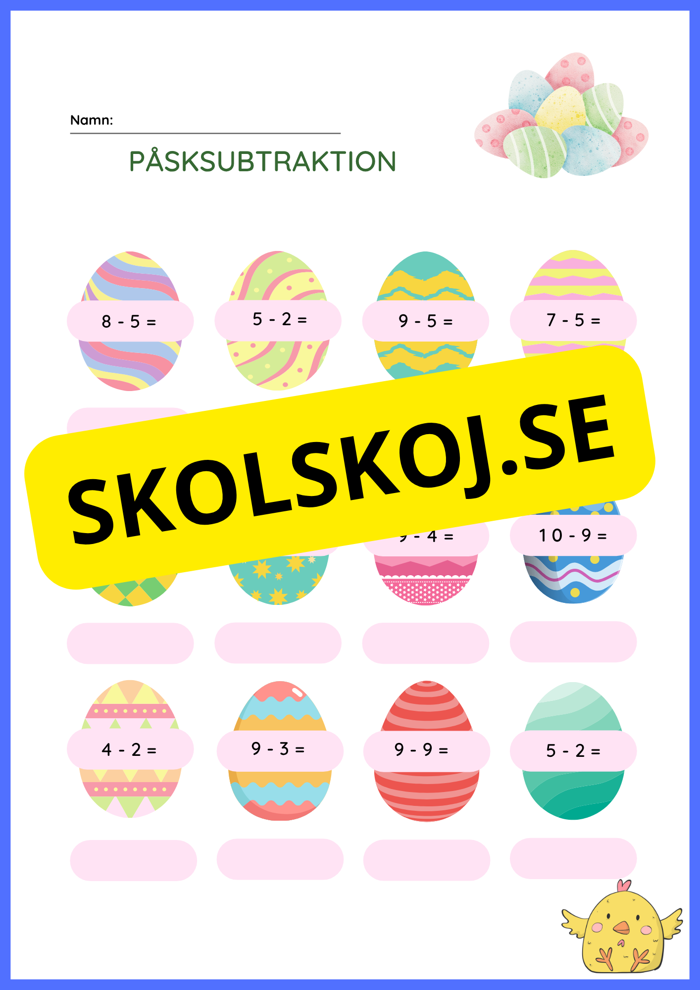 Påskaddition och påsksubtraktion