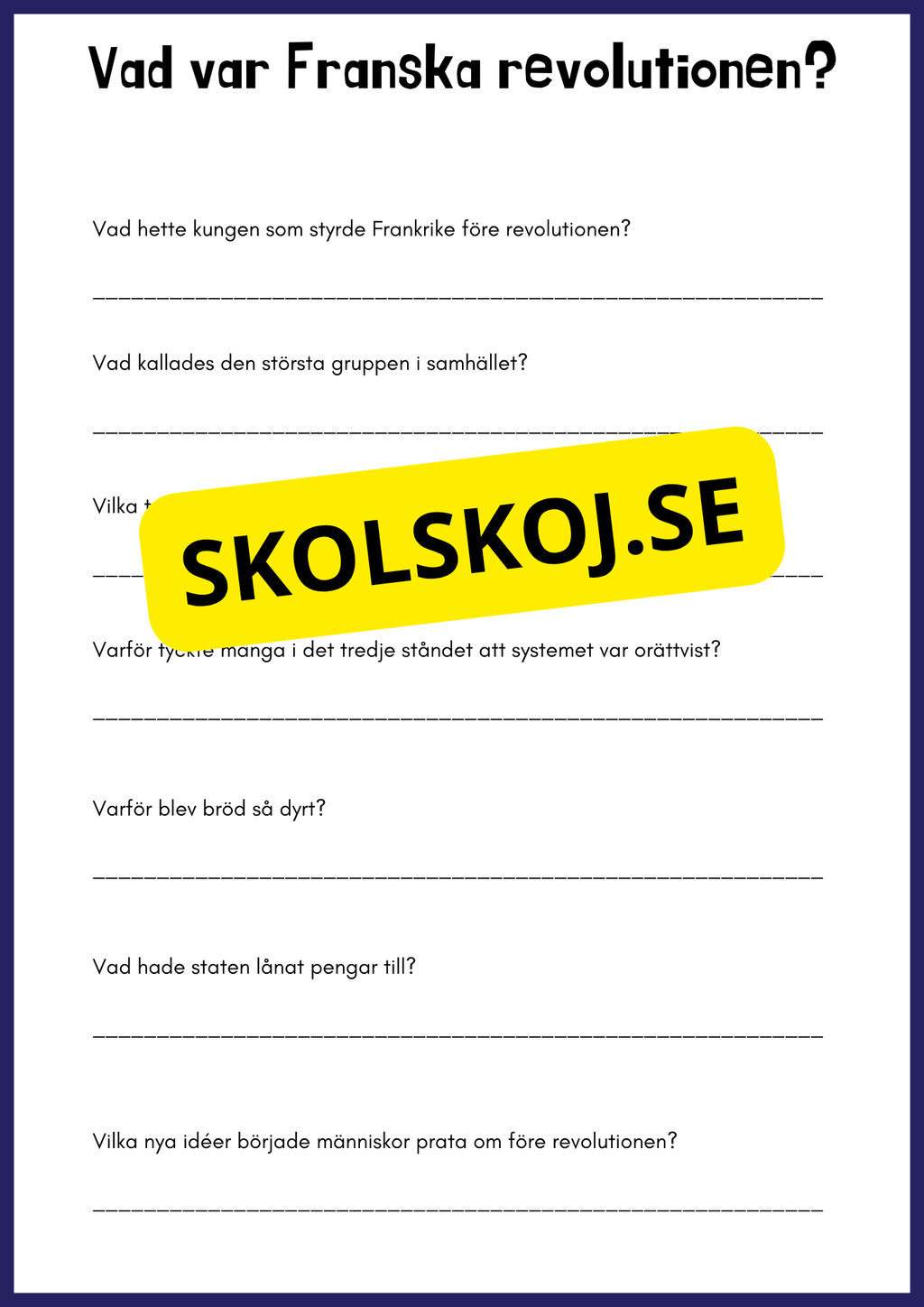 Franska revolutionen - Årskurs 4 - 6