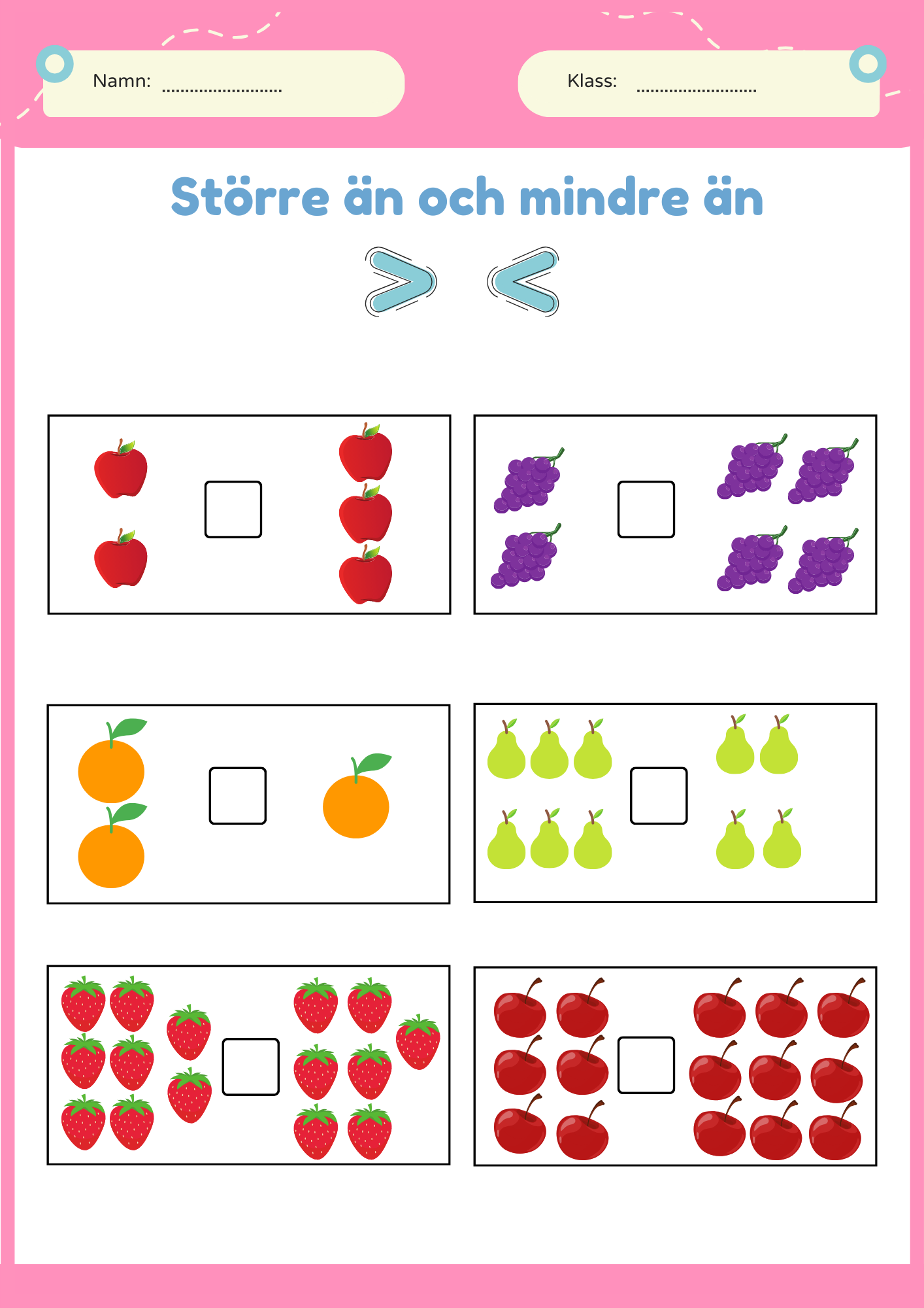 Större än, mindre än och lika med - Häfte