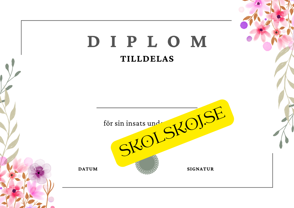 Sju olika diplom - Skolavslutning (A5 format)